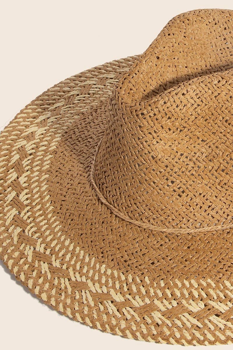 Two Tone Floppy Boho Straw Hat - Cloth + Cabin